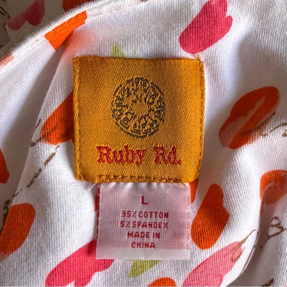 •Ruby Rd.• Abstract Pattern Sequin Knit 3/4 Sleeve Top - Size Large - Picture 2 of 7